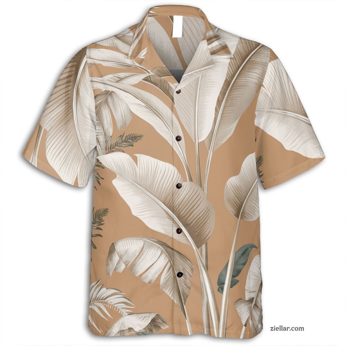 Green Leaf Floral Hawaiian Shirt Tee, Casual Aloha Beach Shirt for Unisex