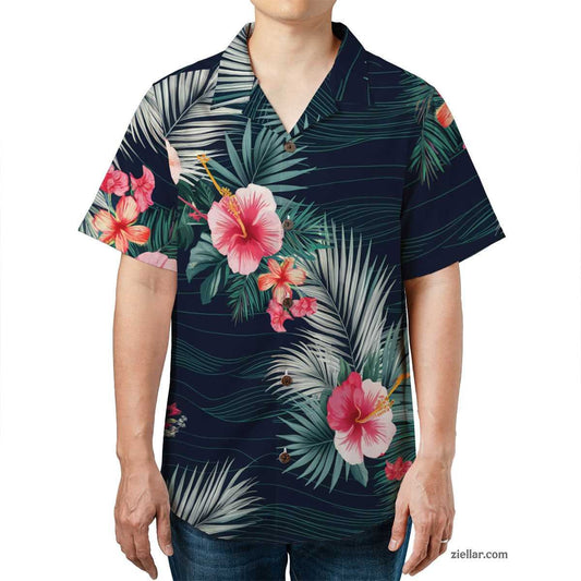 Green Palm Tree Hawaiian Shirt and Tee, Aloha Beach Vacation Party Outfit