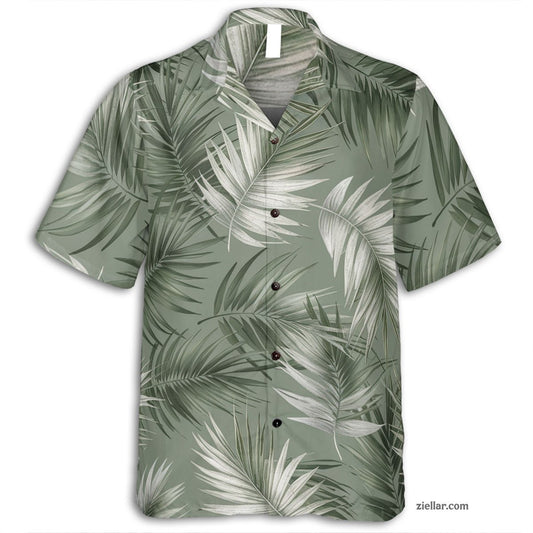 Green Sage Palm Trees Hawaiian Shirt and Tee, Summer Beachwear Adults