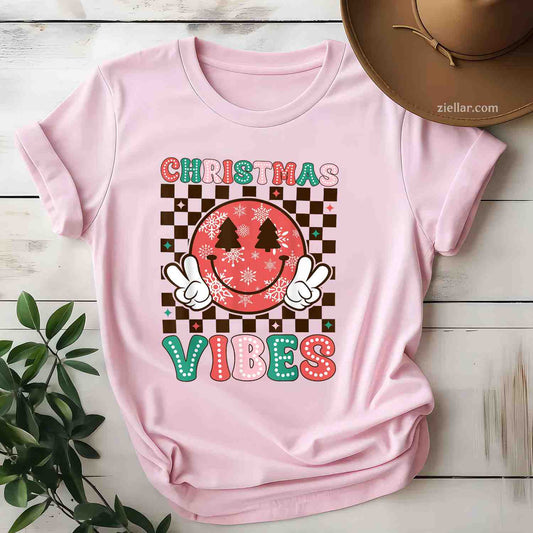 Groovy Christmas Vibes T-Shirt, A Cute Xmas Holiday Vibes Tee For Adults