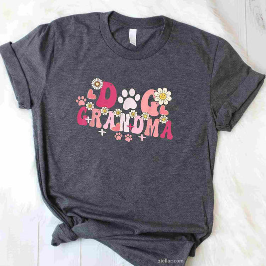 Groovy Dog Grandma Owner Mama T-Shirt, Grandma Dog Lovers Vintage Graphic Tee For Men Women Adults
