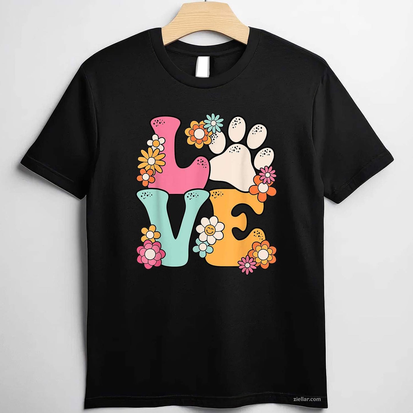 Groovy Paw Love Cat Dog Lover T-Shirt, Vintage Graphic Tee For Pet Owner Women Adults