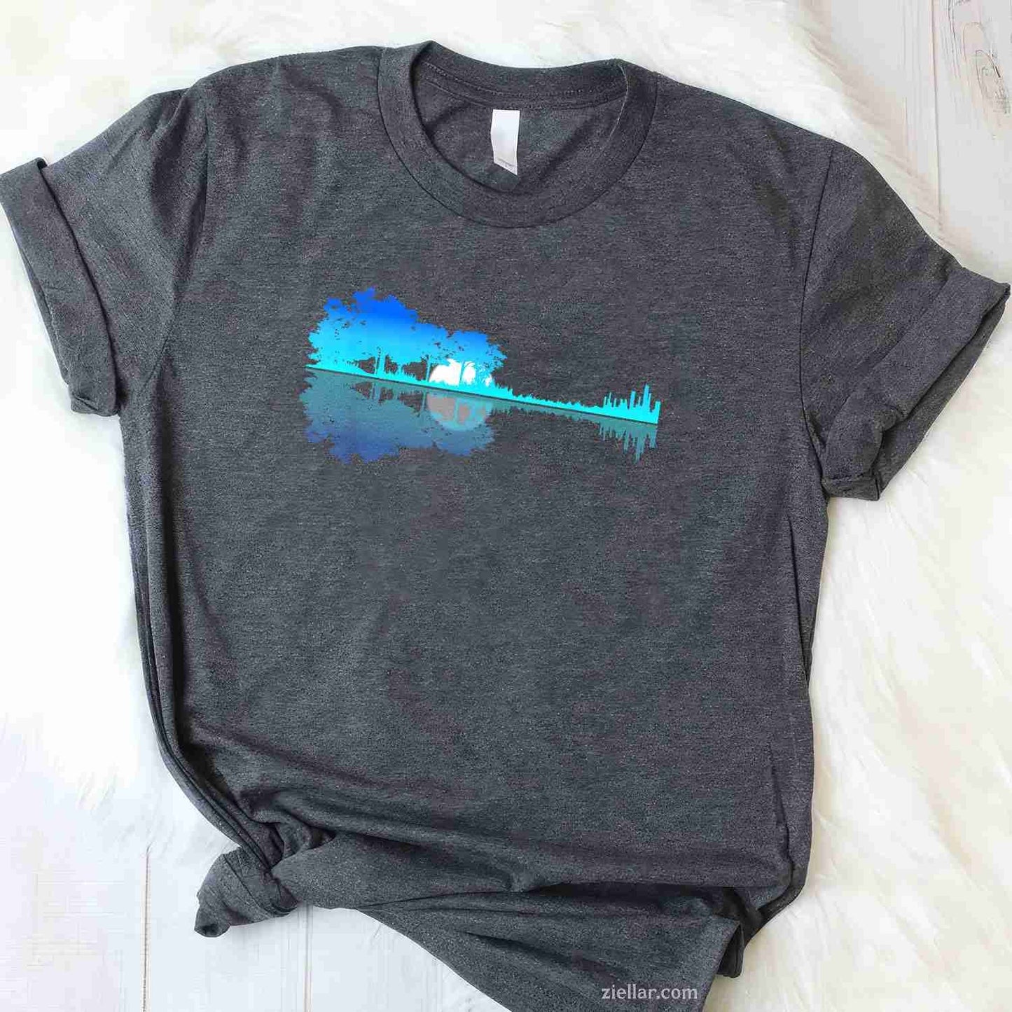 Guitar Lake Shadow Love Guitar Musician T-Shirt, Vintage Graphic Tee For Acoustic, Electric Player