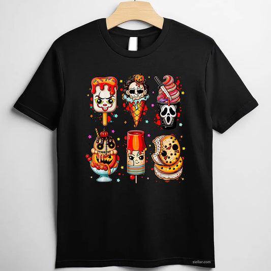 Halloween Horror Movie Popsicle Tee and T-Shirt, Summerween Ice Cream T-Shirt for Adults