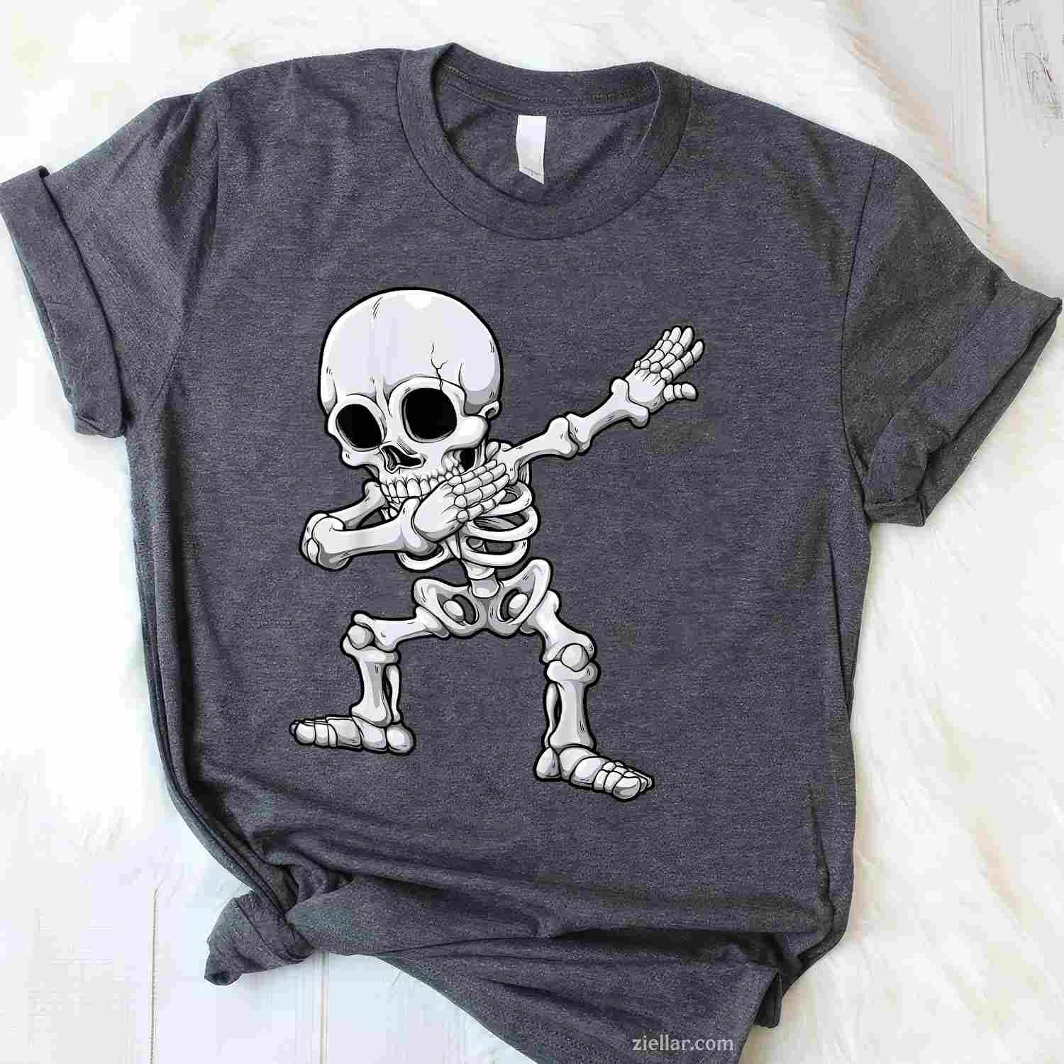 Halloween Men Dabbing Skeleton Skull Rib Cage Dab Dance Tee, Halloween T-Shirt for Men Women Adults Unisex, Vintage Retro Graphic, Funny Novelty Gift