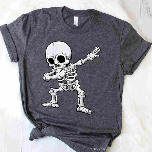 Halloween Men Dabbing Skeleton Skull Rib Cage Dab Dance Tee, Halloween T-Shirt for Men Women Adults Unisex, Vintage Retro Graphic, Funny Novelty Gift