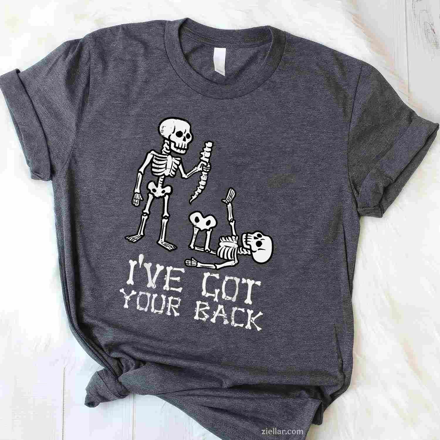 Halloween Skeletons Ive Got Your Back Costume Men Women Tee, Halloween T-Shirt for Men Women Adults Unisex, Aesthetic Streetwear Top, Soft Cotton Premium Print