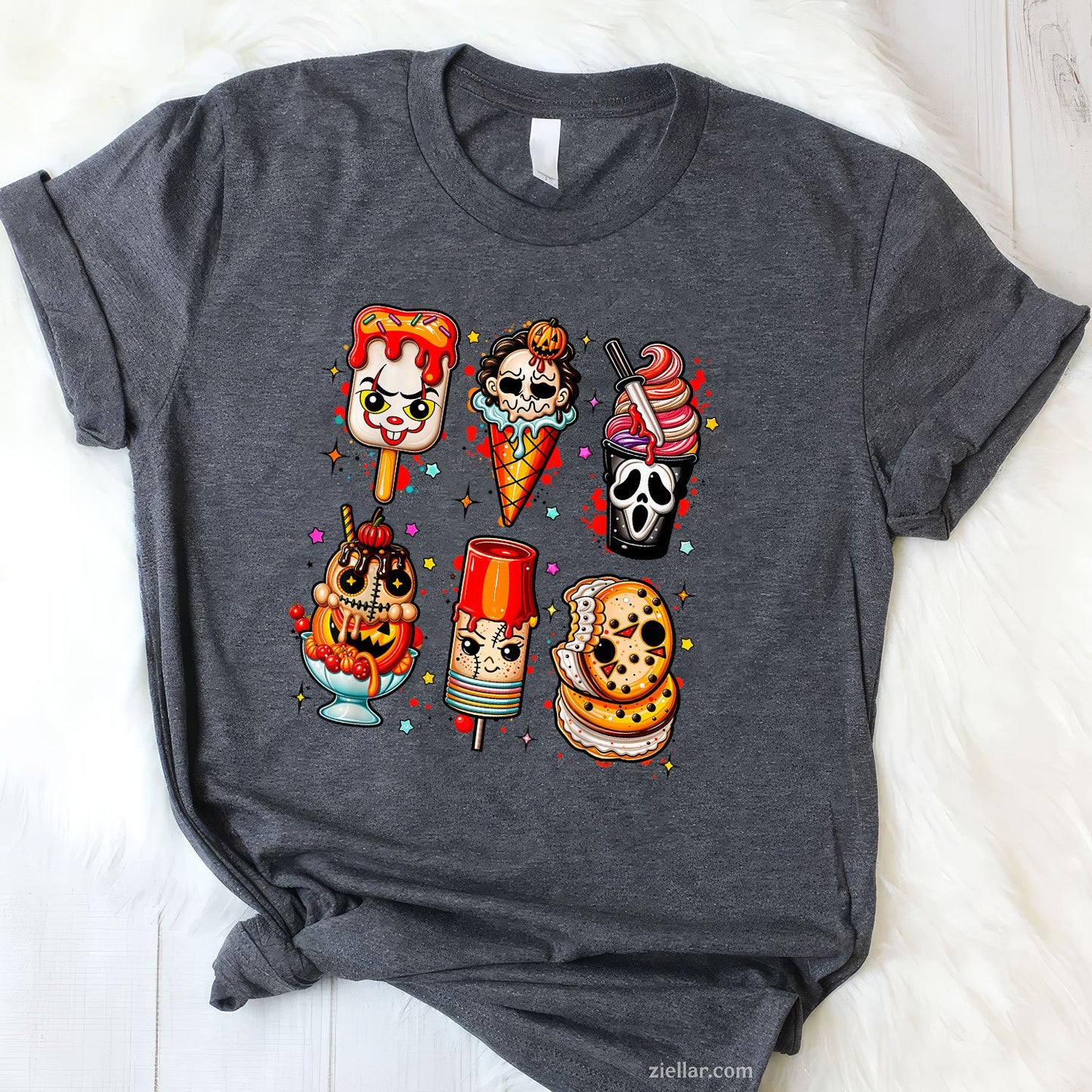 Halloween Horror Movie Popsicle Tee and T-Shirt, Summerween Ice Cream T-Shirt for Adults