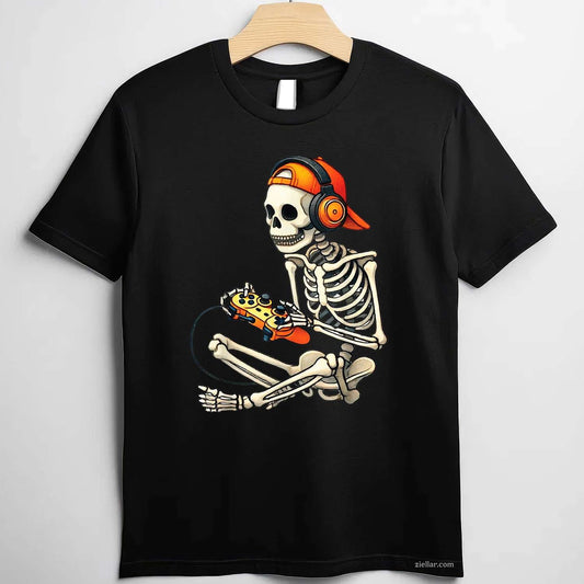 Halloween Skeleton Gamer Video Gaming Men Tee, Halloween T-Shirt for Men Women Adults Unisex, Aesthetic Streetwear Top, Soft Cotton Premium Print