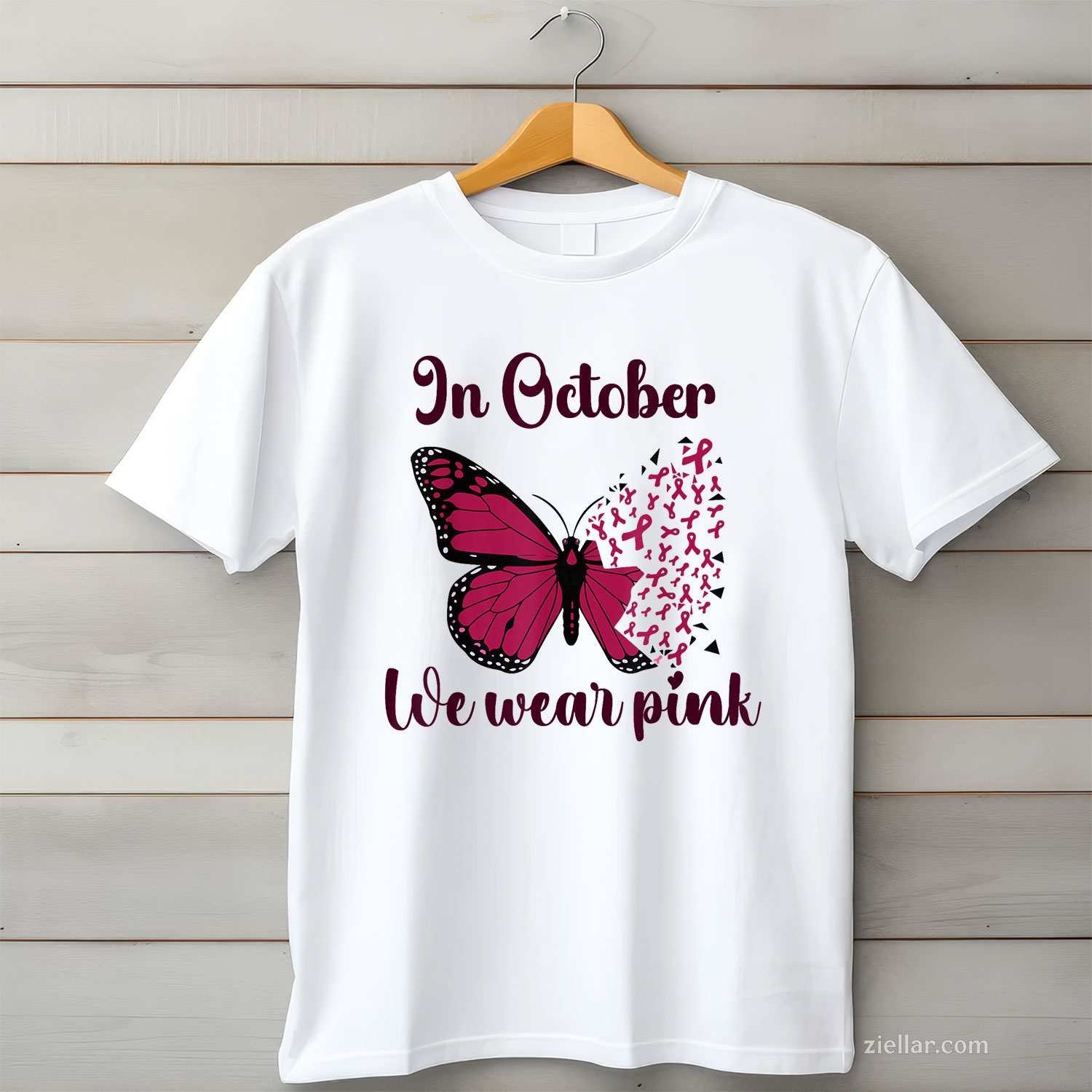 Halloween In October We Wear Pink Breast Cancer Awareness Funny Graphic Tee and T-Shirt Gift for Adults Men Women Unisex Perfect Gift