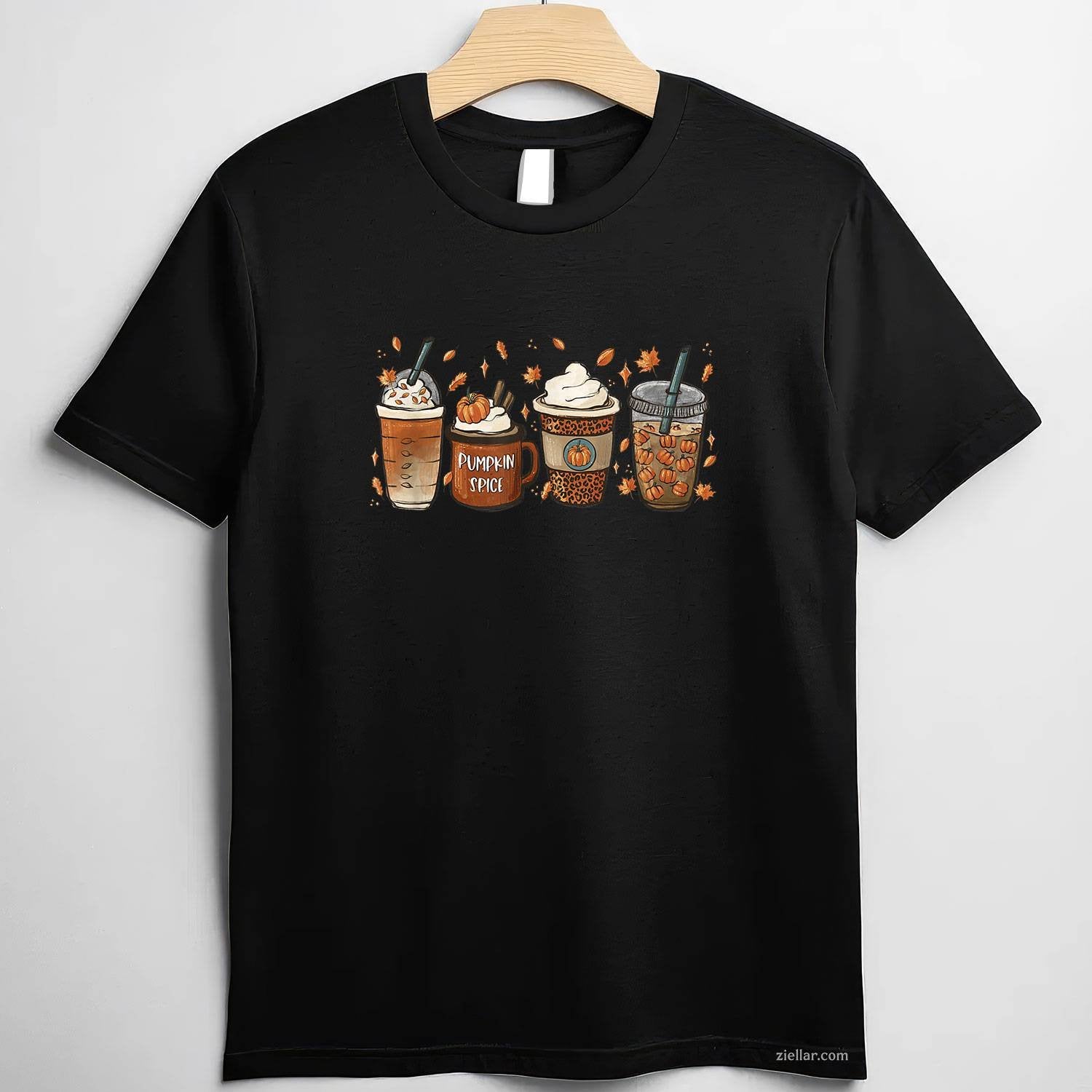 Halloween Coffee Pumpkin Latte Spice Coffee Love Fall Season Tee, Halloween T-Shirt for Men Women Adults Unisex, Cool Casual Street Style, Premium Quality
