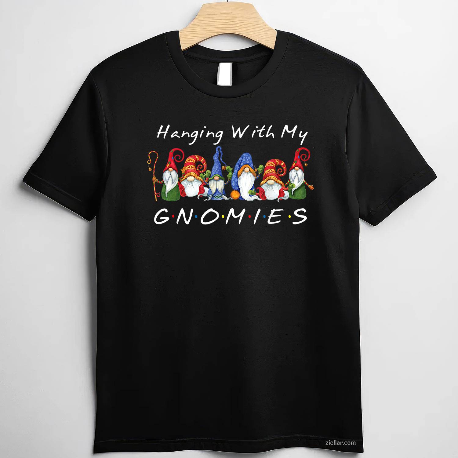 Hanging With My Gnomies Funny Gnome Friend Christmas T-Shirt, A Funny Christmas Gnome Friend Holiday Tee