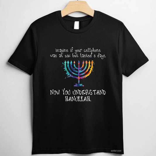 Hanukkah Chanukah Cellphone Meme Funny Jewish Gifts T-Shirt_ A Great Gag Gift Tee For The Holiday