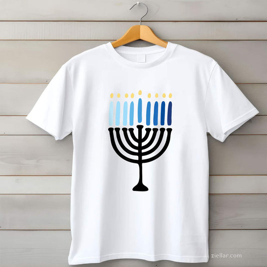 Hanukkah Minimalistic Menorah Hanukkah T-Shirt_ Simple And Elegant Jewish Holiday Tee For Men And Women