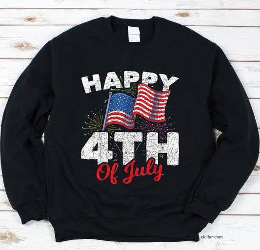 Happy 4th Of July Patriotic American US Flag Sweatshirt