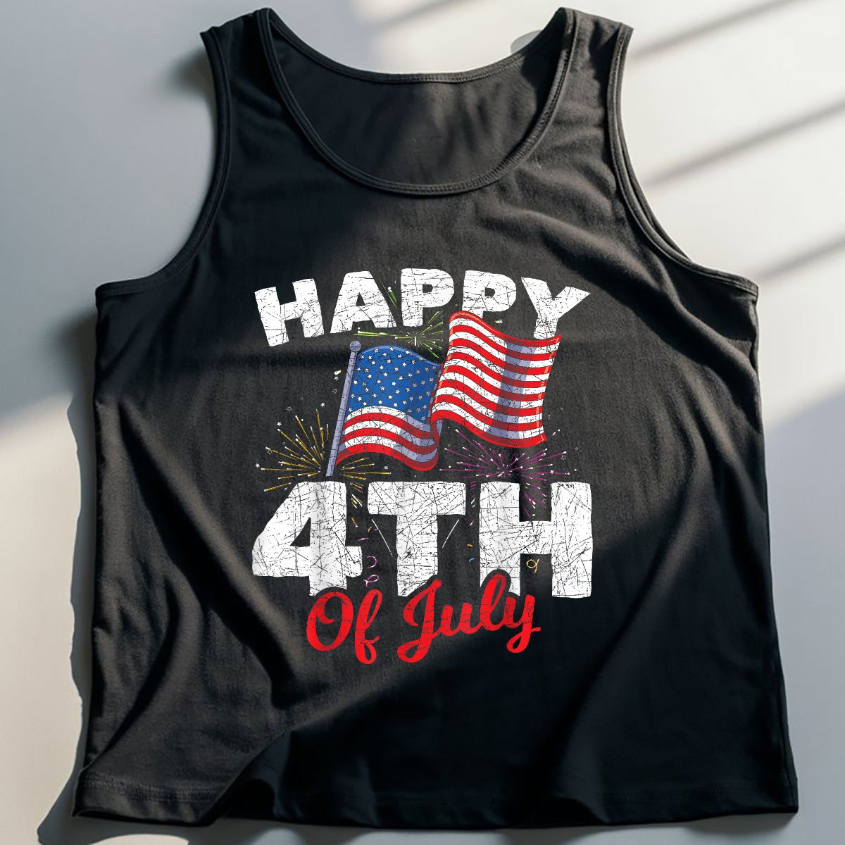 Happy 4th Of July Patriotic American US Flag Tank Top Shirt