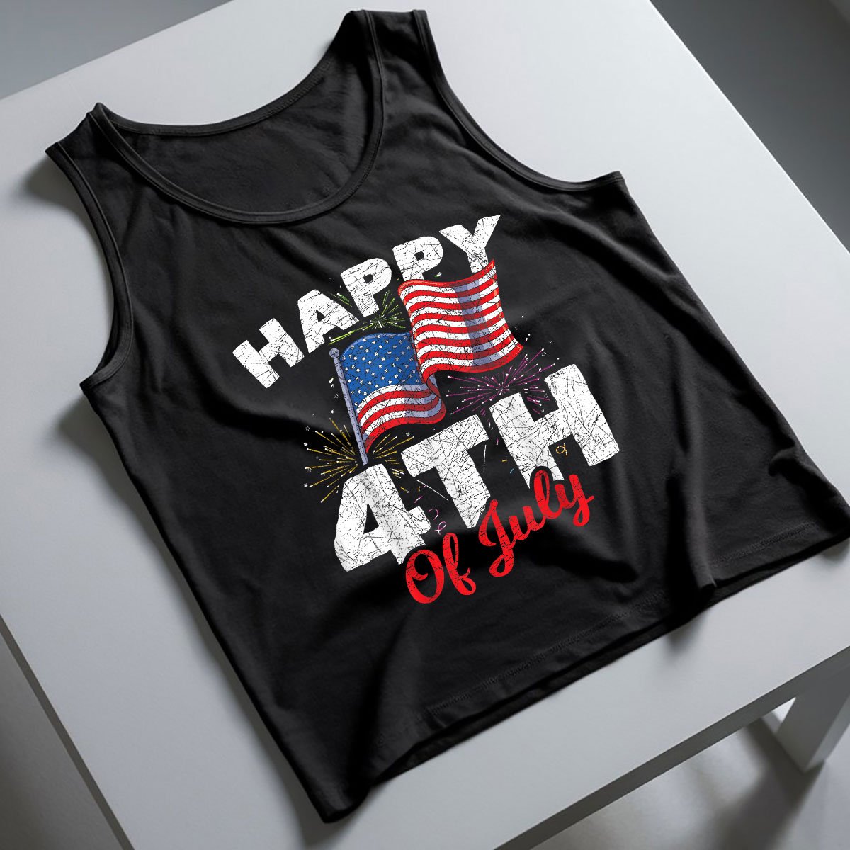Happy 4th Of July Patriotic American US Flag Tank Top Shirt