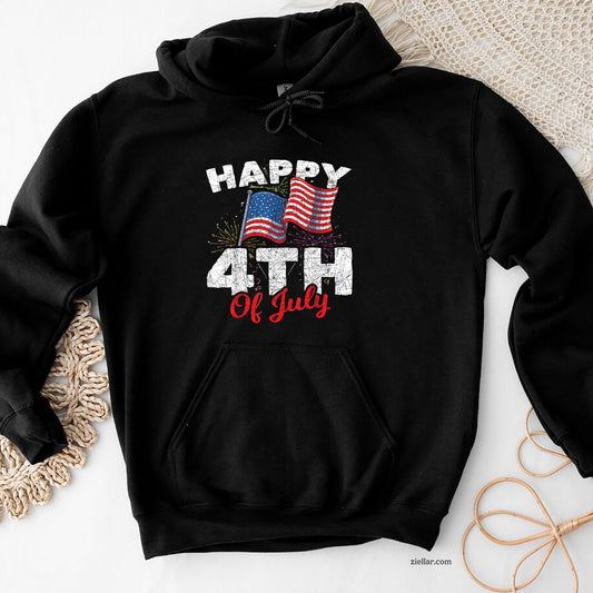 Happy 4th Of July Patriotic American US Flag Hoodie Shirt