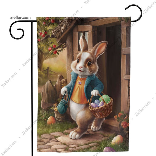 Happy Easter Garden Flag 12x18 Inch Double Sided Rabbit Yard Decor for Outside