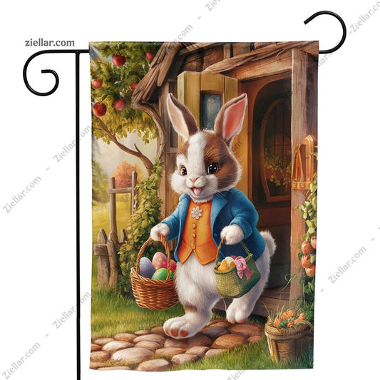 Happy Easter Bunny Garden Flag 12x18 Inch Double Sided Yard Decor for Outside