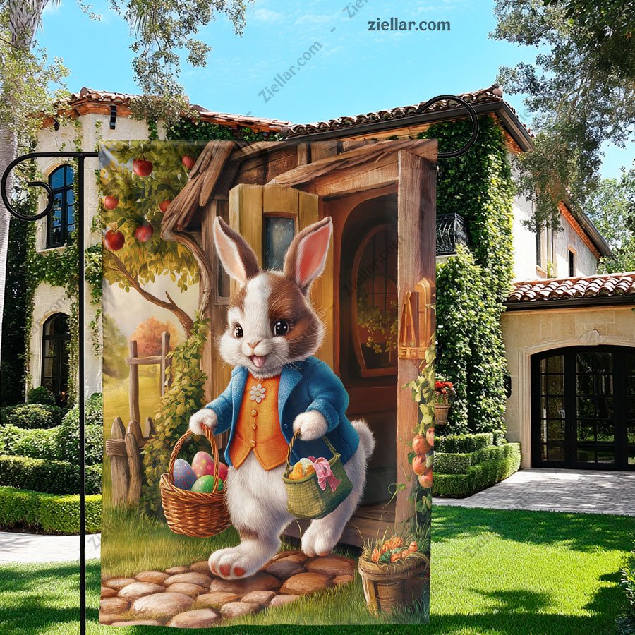 Happy Easter Bunny Garden Flag 12x18 Inch Double Sided Yard Decor for Outside