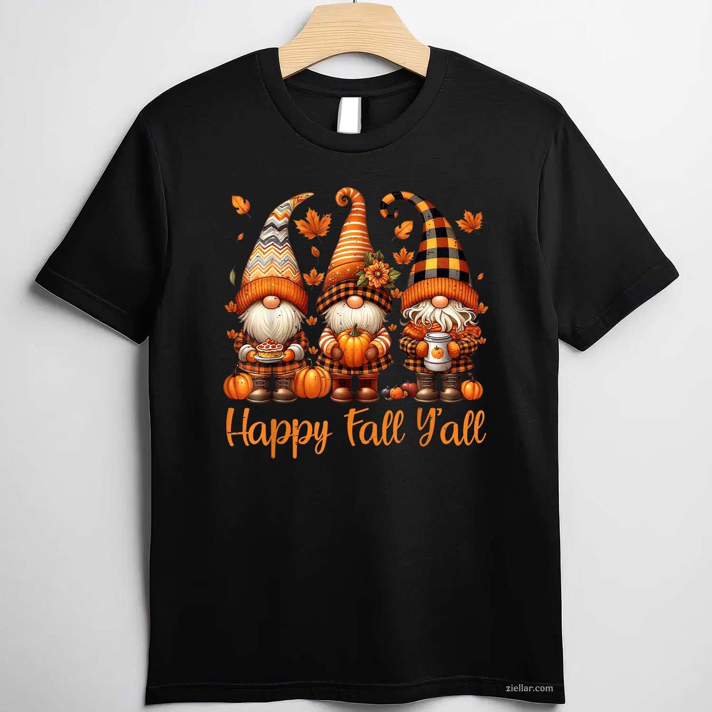 Happy Fall Y'all Gnome Pumpkin Autumn Thanksgiving Men Women T-Shirt and Tee for Adults Men Women Unisex