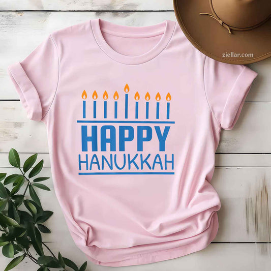 Happy Hanukkah Shirt Women Men Jewish Menorah Chanukah T-Shirt_ A Great Holiday Tee For All