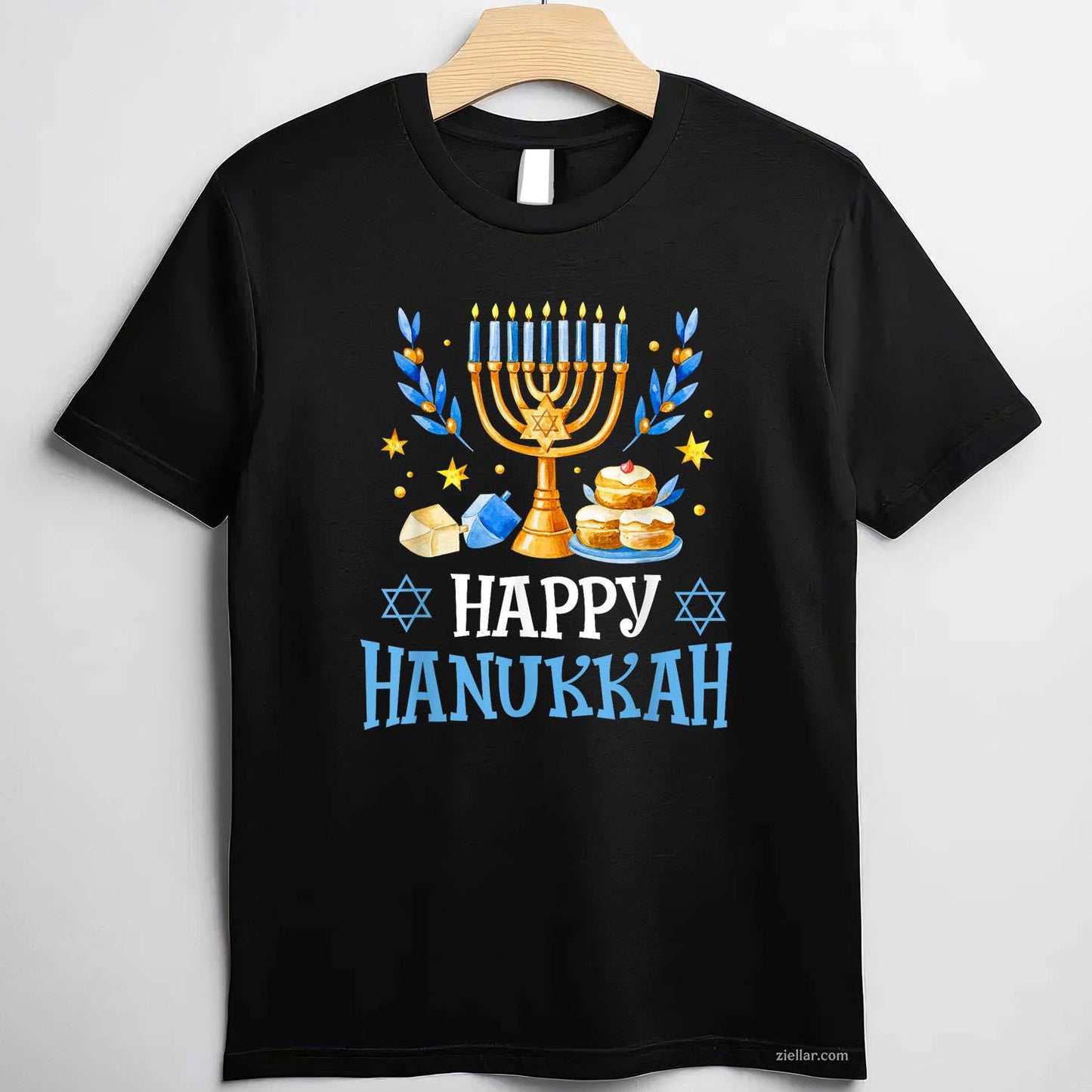 Happy Hanukkah Menorah Dreidel Ugly Chanukah Men Women T-Shirt_ Humorous Holiday Party Tee For All