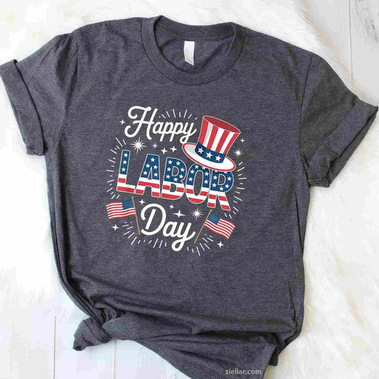 Happy Labor Day Patriotic Union Workers USA Flag Men Women T-Shirt Tee