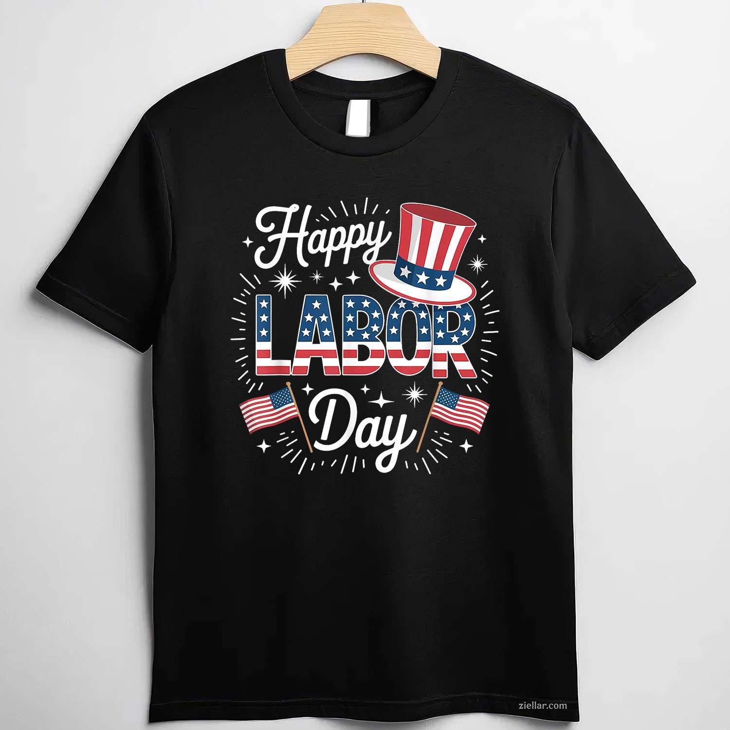 Happy Labor Day Patriotic Union Workers USA Flag Men Women T-Shirt Tee