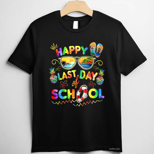Happy Last Day of School Tee and T-Shirt, End of Year Celebration T-Shirt for Teachers and Students
