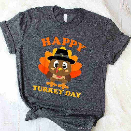 Happy Turkey Day Gifts Cute Thanksgiving Shirts Women Men T-Shirt and Tee for Adults Men Women Unisex