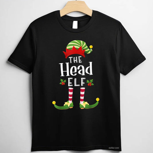 Head Christmas Elf Matching Pajama X-Mas Party T-Shirt, A Funny Head Christmas Elf Party Tee