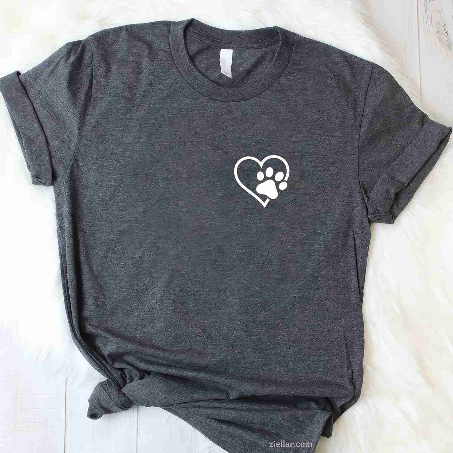 Heart With Paw For Cat Or Dog Lovers T-Shirt, Vintage Graphic Tee For Men Women Adults