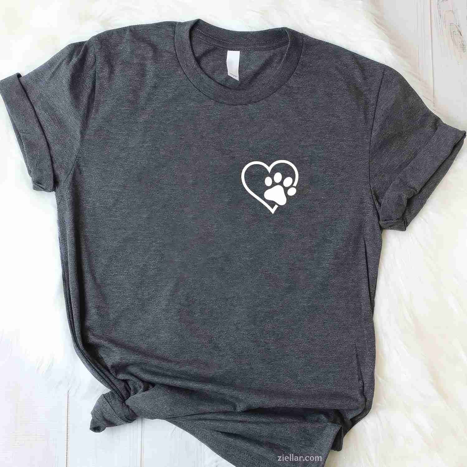 Heart With Paw For Cat Or Dog Lovers T-Shirt, Vintage Graphic Tee For Men Women Adults