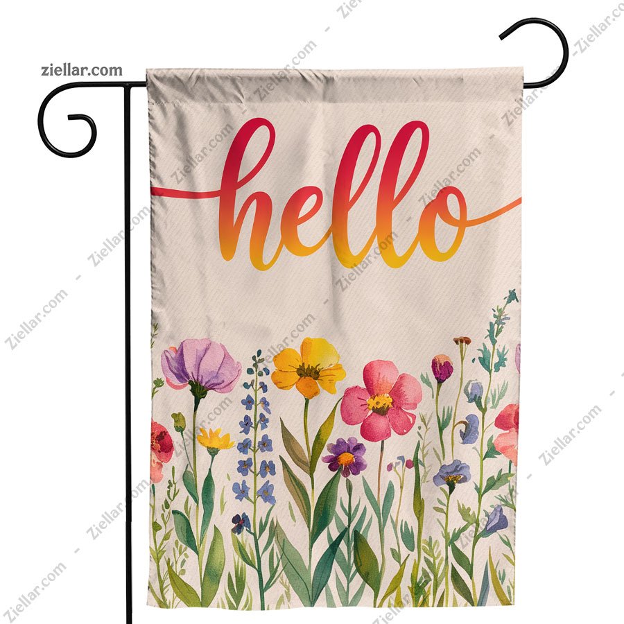 Hello Spring Garden Flag 12x18 Inch, Double Sided Floral Yard Outdoor Decor