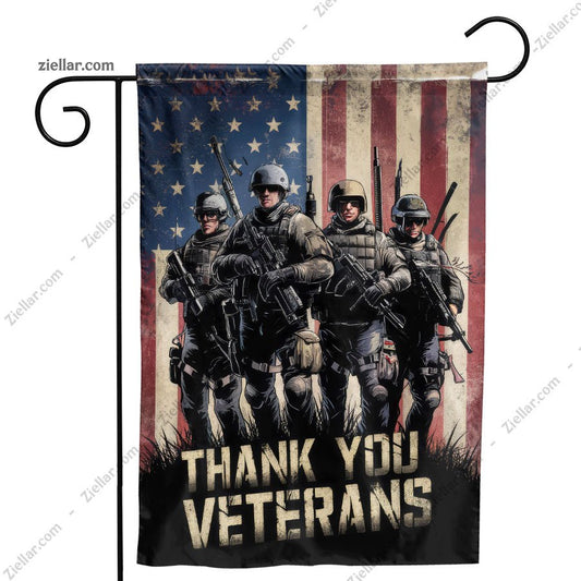 Honor Veterans Garden Flag - Double Sided Patriotic Flag for Lawn or Garden