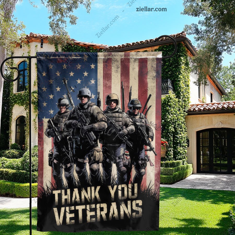 Honor Veterans Garden Flag - Double Sided Patriotic Flag for Lawn or Garden
