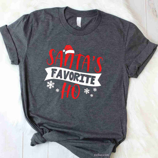 Hot Christmas Santas Favorite Ho T-Shirt, A Funny Christmas Adult Humor Santa Tee