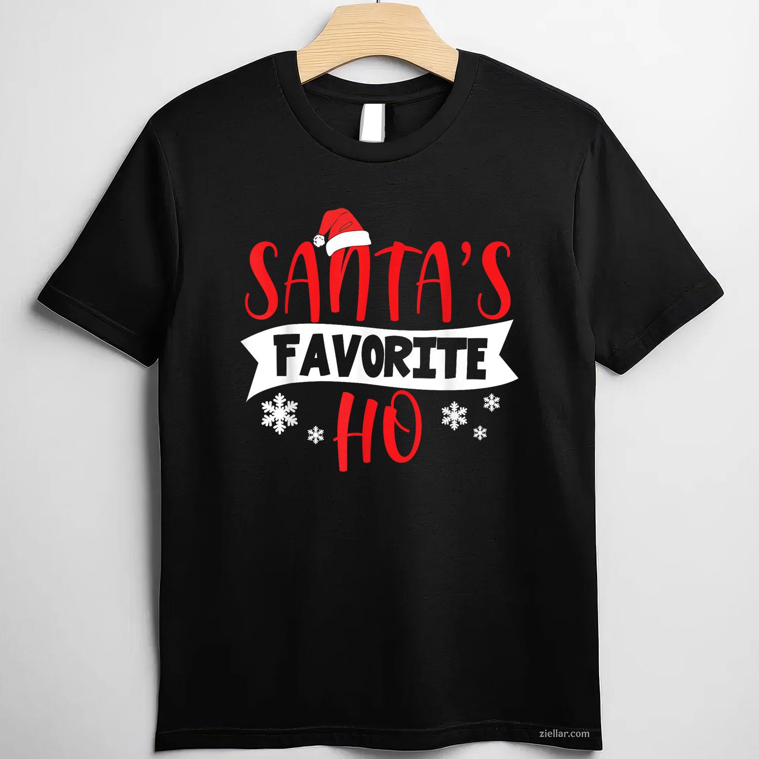 Hot Christmas Santas Favorite Ho T-Shirt, A Funny Christmas Adult Humor Santa Tee