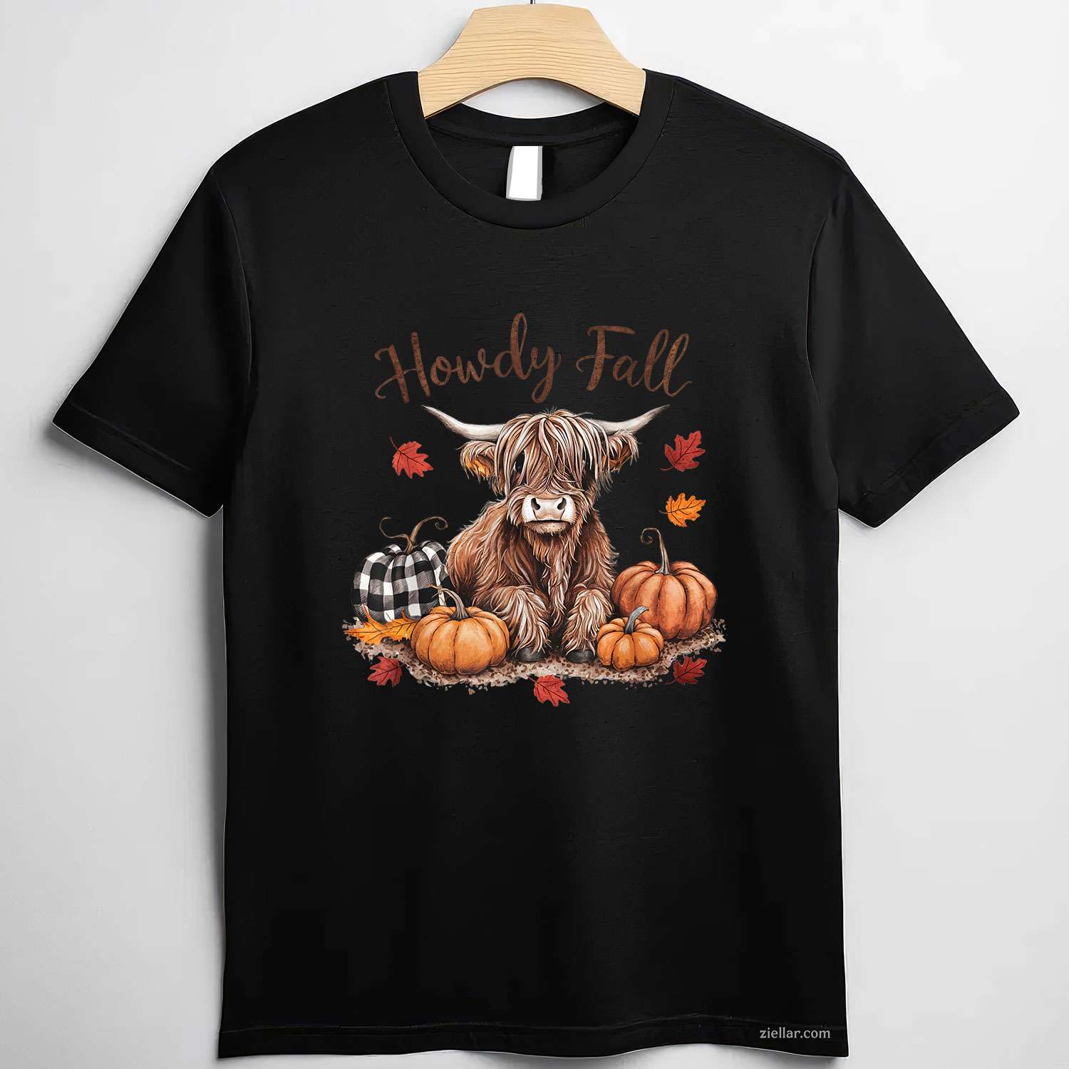 Howdy Fall Highland Cow Happy Thanksgiving Autumn Vibes Fall T-Shirt and Tee for Adults Men Women Unisex