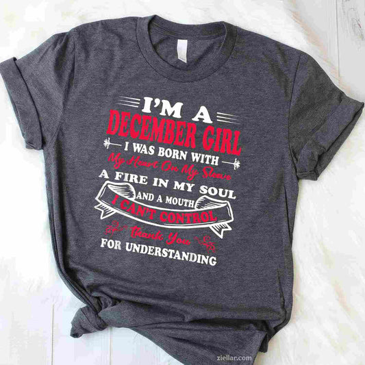 I Am A December Girl Womens Birthday Gifts T-Shirt_ A Sassy Queen Birthday Party Tee For Adult Women