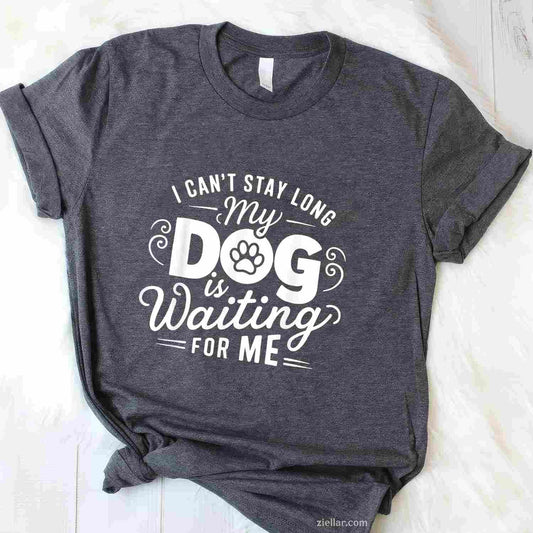 I Can'T Stay Long. My Dog Is Waiting For Me T-Shirt, Funny Graphic Tee For Dog Lover Adults Unisex