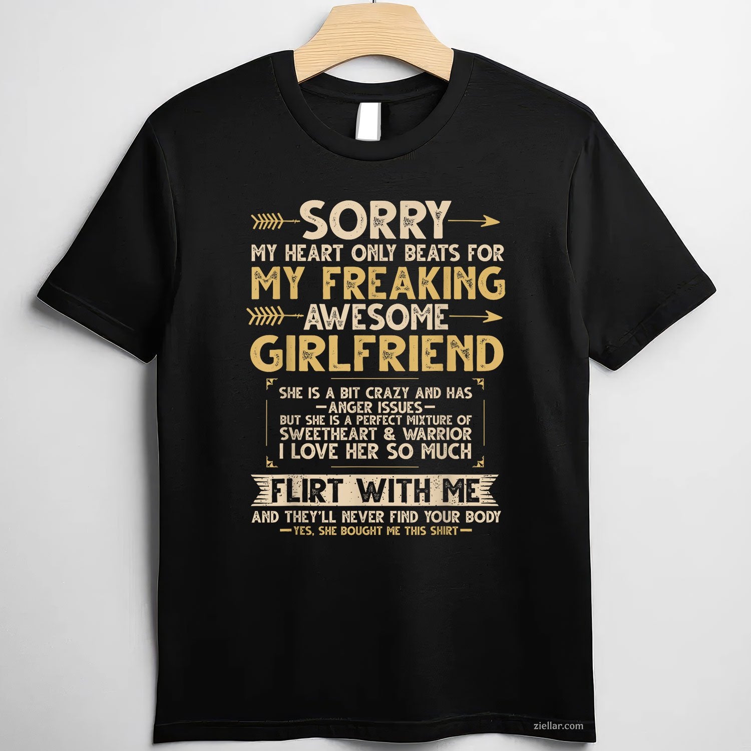 I Love My Freaking Awesome Girlfriend Shes a Bit Crazy Funny Tee and T-Shirt, Funny Relationship Gift T-Shirt for Couples and Adults