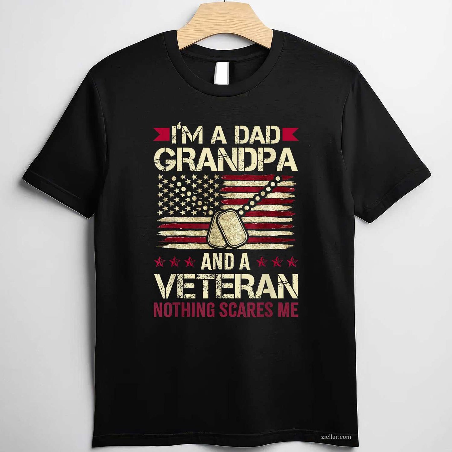 I'M A Dad Grandpa And A Veteran Nothing Scares Me T-Shirt And Tee For Men