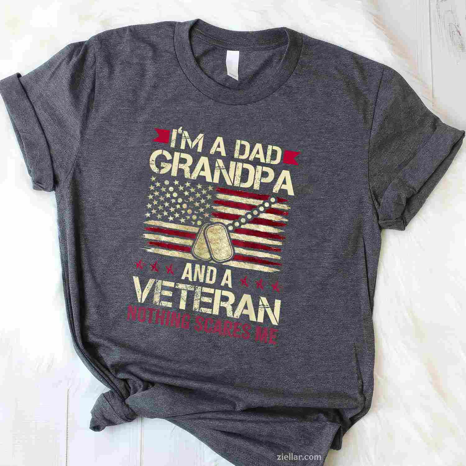 I'M A Dad Grandpa And A Veteran Nothing Scares Me T-Shirt And Tee For Men