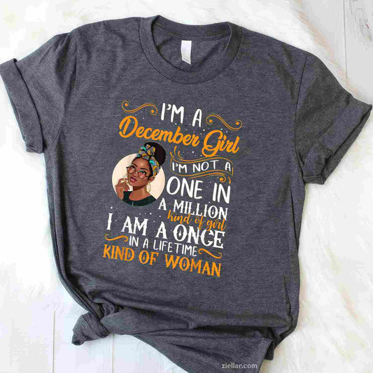 I'M A December Girl Black Women Sagittarius Birthday T-Shirt_ Zodiac Sign Tee, Perfect Birthday Gift