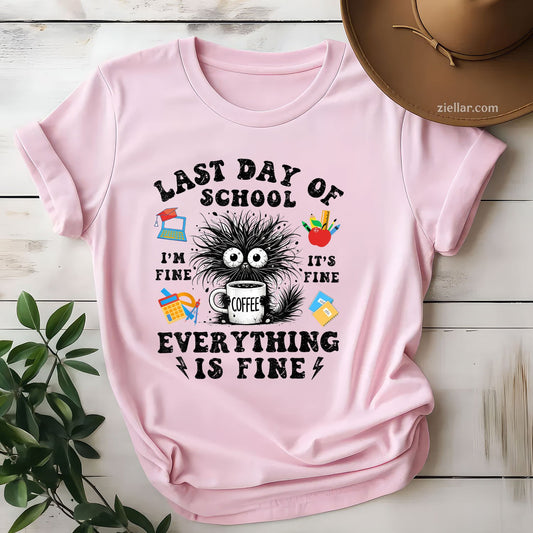 I Survived School Year Tee and T-Shirt, Funny Cat T-Shirt Gift for Last Day of School Adults