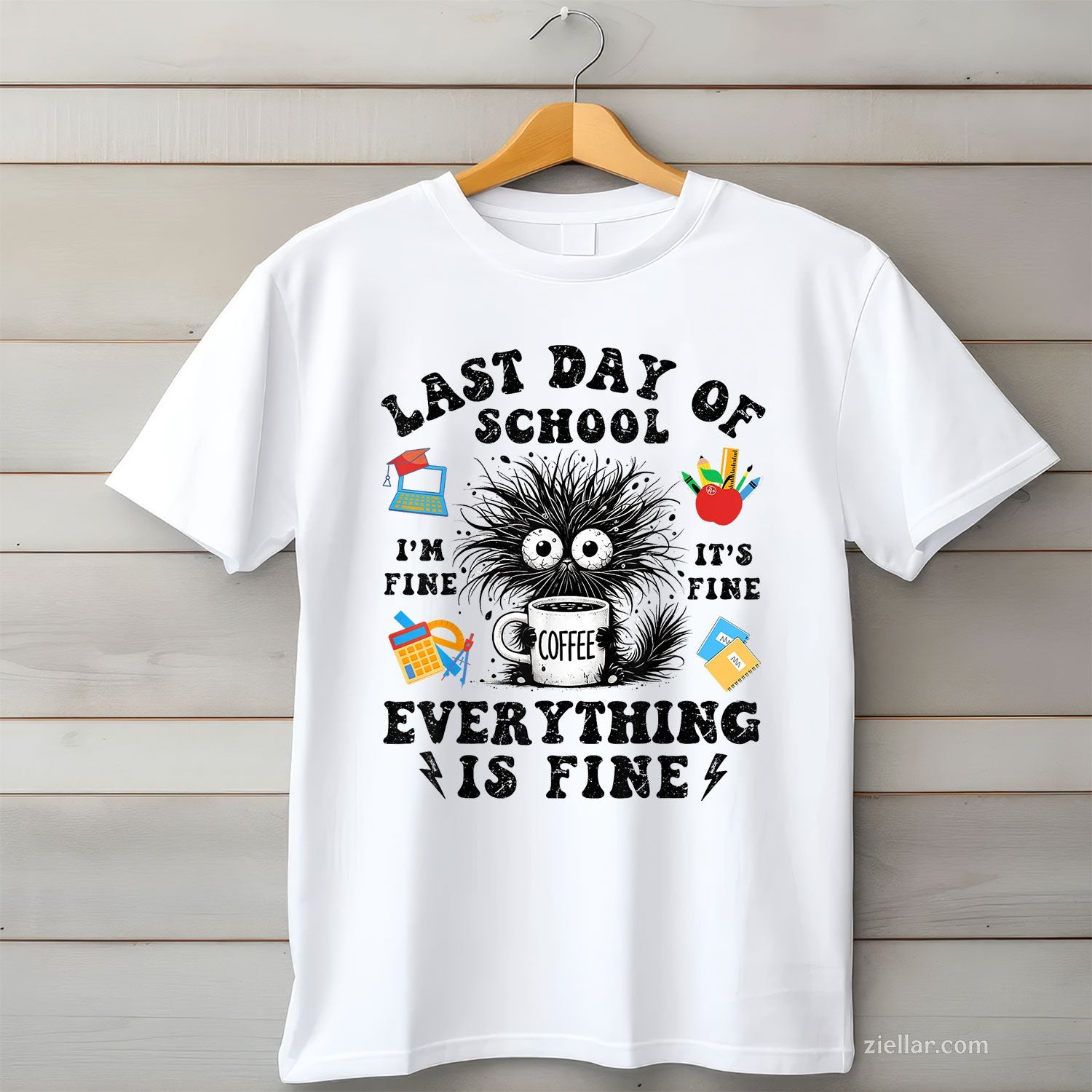 I Survived School Year Tee and T-Shirt, Funny Cat T-Shirt Gift for Last Day of School Adults