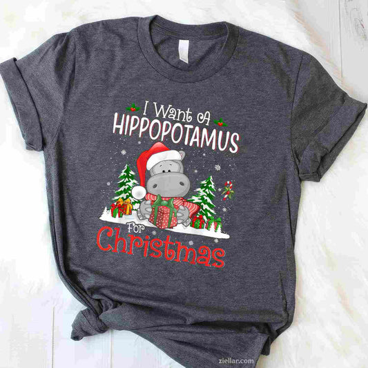 I Want A Hippopotamus For Christmas Xmas Hippo For Women T-Shirt, A Funny Hippopotamus For Christmas Hippo Tee